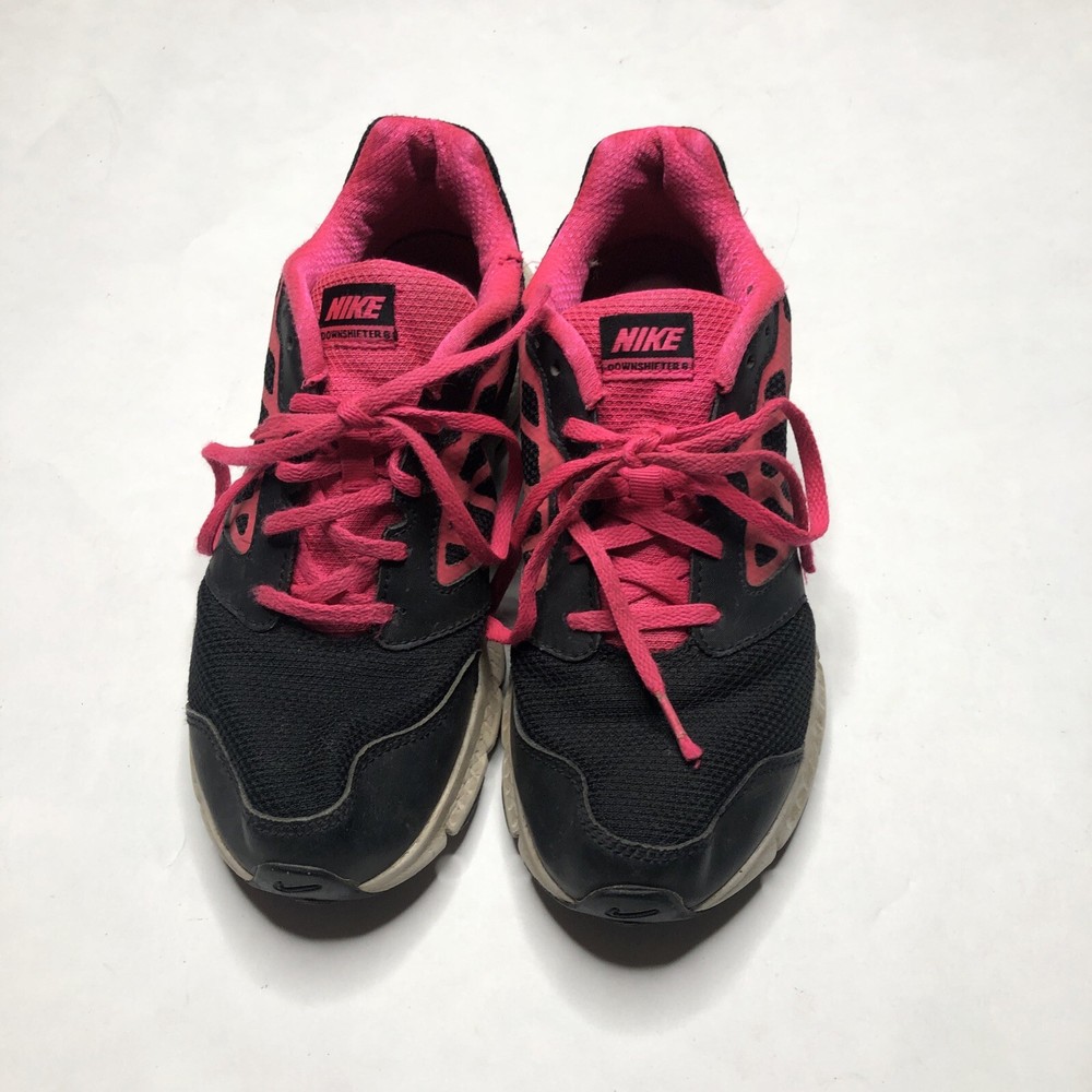 Nike Down Shifter 6 Pink Black Running Shoes Youth Size 5Y 685167-001