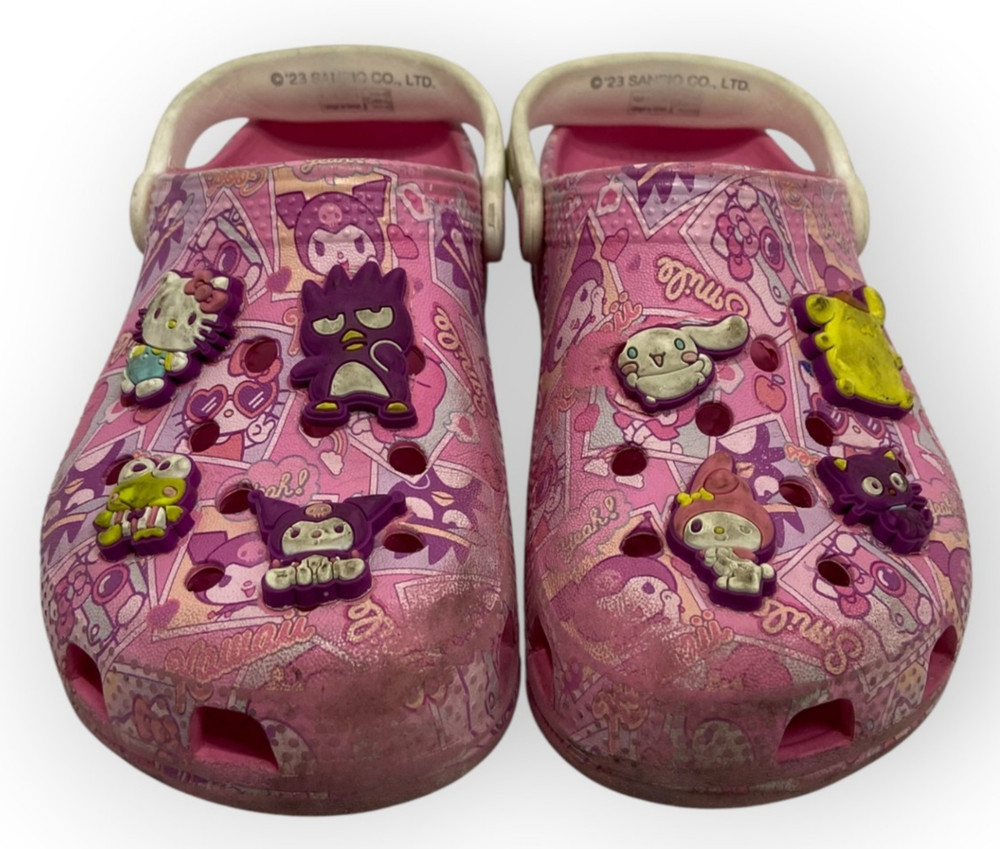 🍉 Crocs x Sanrio Hello Kitty Kids Clog Pink Purple C13 Toddler Shoes 2023 USED