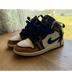 Jordan Air Jordan 1 Mid Top Leather Sneakers Brown/White/Black