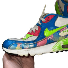 Nike Air Max 90 Mesh Blue Green Pink Tennis Shoes Sneakers Sz 7Y 833497-400 READ