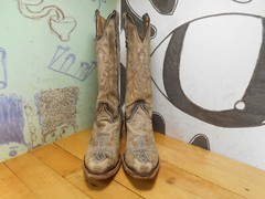 Corral Teens Gray Leather Boots Size 5T Made in Mexico