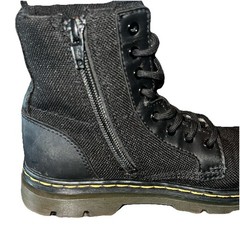 Dr. Martens Doc Combs J Kids Size US 1 Black Combat Lace Up Canvas Zip Up