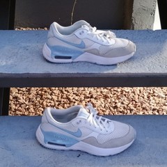 Nike Air Max SYSTM Youth 6.5 White/Blue/Gray Mesh Lace-Up Sneakers