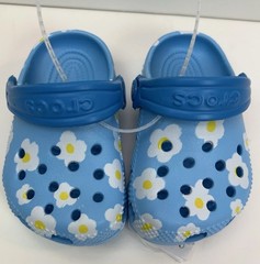 CROCS Kids Classic Littles Daisy Clogs Size C2/3 Blue Floral Slip On Sandals NEW