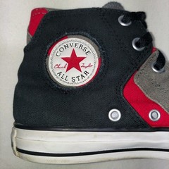 Chuck Taylor Converse All Star Size 4 Black Red Gray White High Tops Lace-Up
