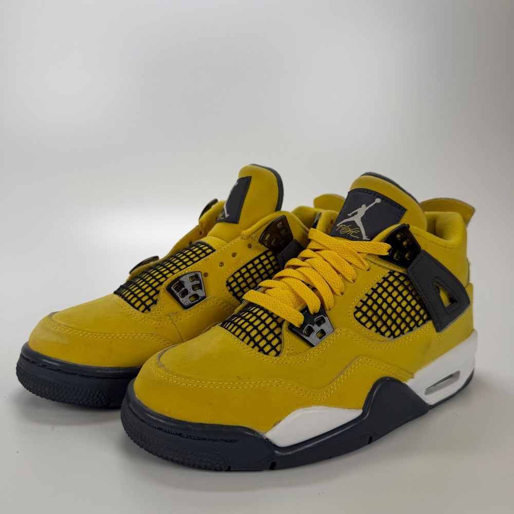 Jordan 4 Retro Lightning 2021 GS Tour Yellow Dark Blue Grey 408452-700 Size 5Y