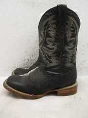 Innovation Kids Size 9 Black Stingray Print Leather Square Toe Cowboy Boots