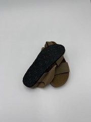 Kids Brown Strappy Hook & Loop Adjustable Flat Sandals Logo Accent Size 27