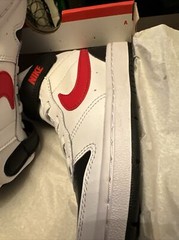 Size 12C- Nike Court Borough Mid 2 White/University Red-Black Kids Youth CUTE