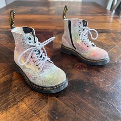 Dr. Martens 1460 Pascal T Boots Rainbow Holographic Kids Size 8 AW004 Side Zip