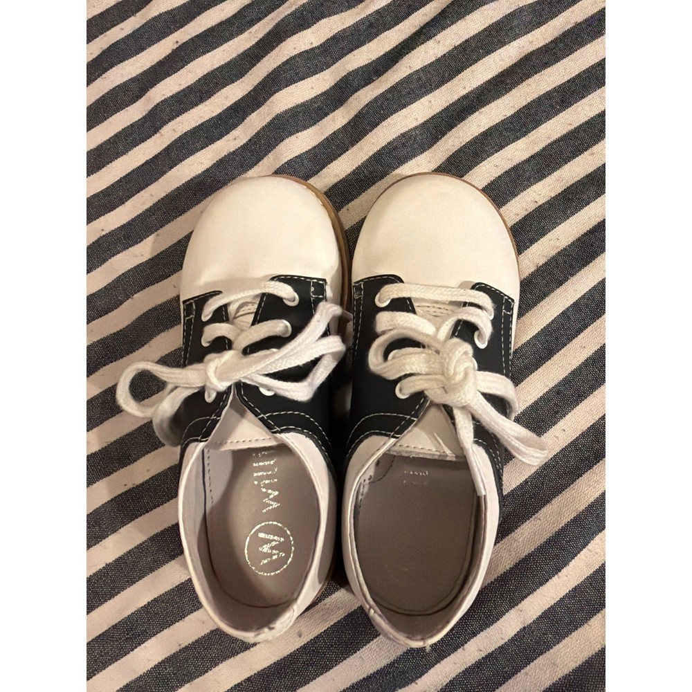 Willits Chris Saddle Shoes Kids 10D White Navy Blue Leather Oxford 3122 FSH58