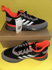 NIB Adidas Childrens Size 3 1/2 RapidaRun Elite J EG6911 Black/Grey/Orange (1216