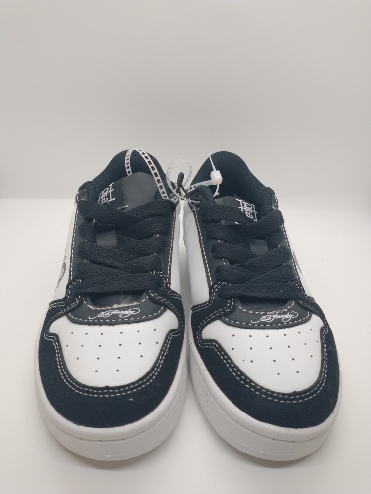 Ed Hardy White Black Graphic Sneaker Unisex Kids Lace Up Size 13