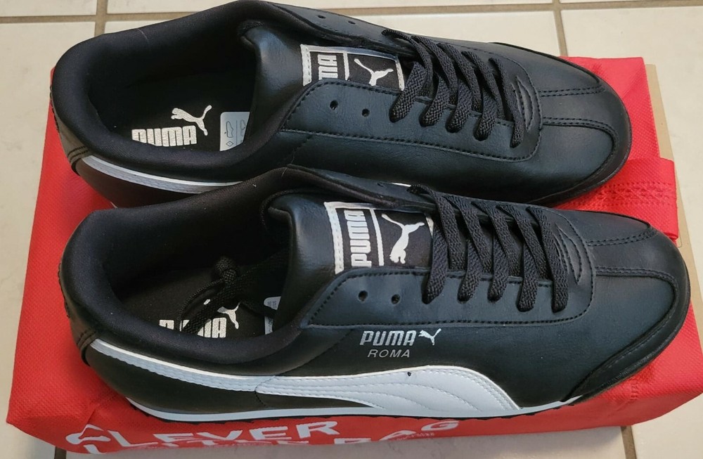 PUMA ROMA BASIC JUNIOR BLACK WHITE WHITE Size 7 Youth ~NEW WITH BOX~