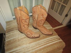 Corral A2914 Beige Leather Snip Toe Cross Heart Cowgirl Boots Teen Youth 5.5 T