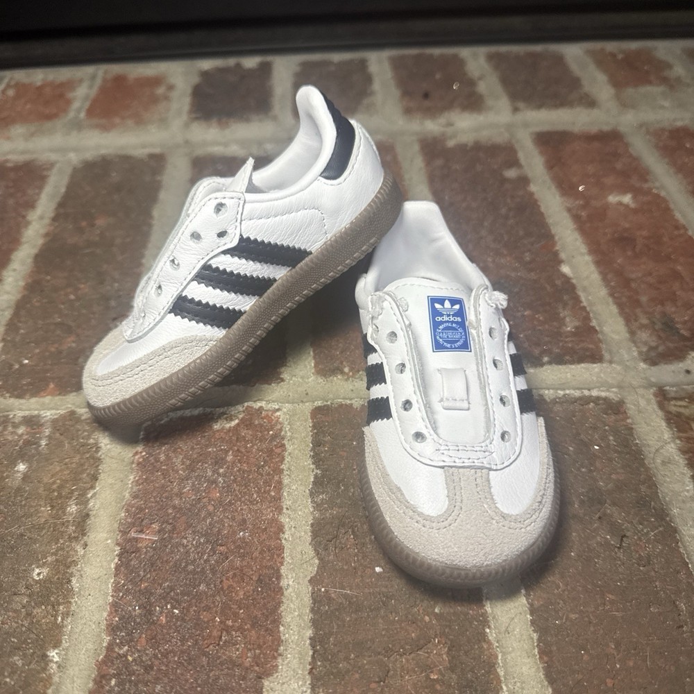 adidas Samba OG Low Kids‘ Sneakers White/Black/Gum, Unisex, Size 5 NO LACES