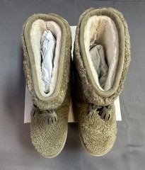 New Donsje Myril Stone Sheep Wool / Shearling Kids Boots W Tassel – US 1 / EU 32
