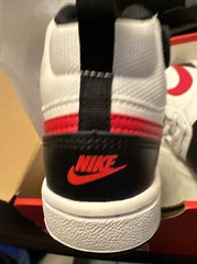 Size 12C- Nike Court Borough Mid 2 White/University Red-Black Kids Youth CUTE