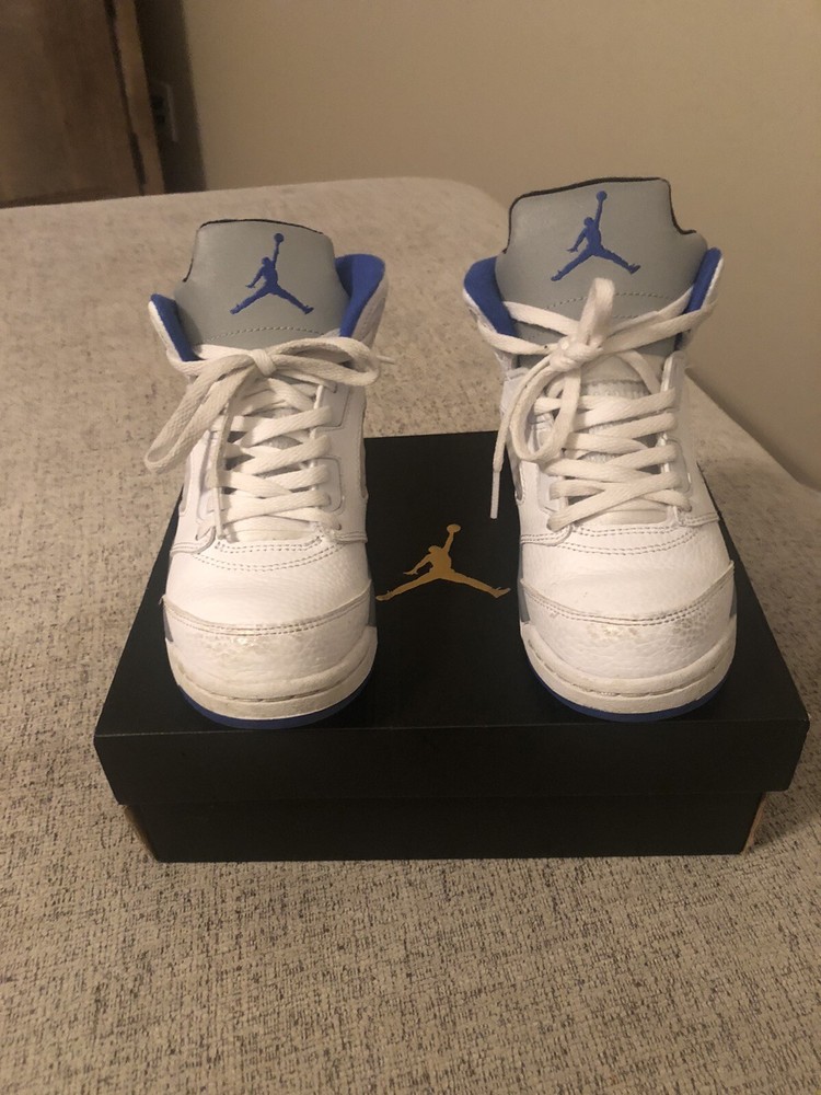 Nike Air Jordan 5 Retro (PS) Stealth 2.0 White/Hyper Royal 440889-140 Size 2Y