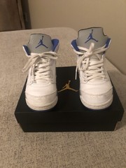 Nike Air Jordan 5 Retro (PS) Stealth 2.0 White/Hyper Royal 440889-140 Size 2Y