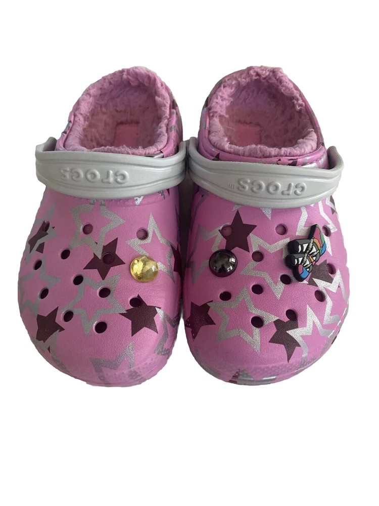Crocs Kids Classic Disco Dance Party Clog Shoes Stars/Pink Size C13