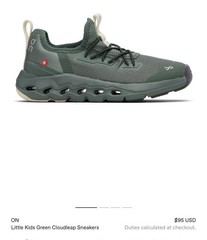 Kids OnCloud W/Cloudtec Stretch Laces Slip-On Sneakers, Olive Ghost SZ US 12.5