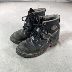 Harley-Davidson Boots Womens 5.5 Black Leather Biker Buckle Ankle Motorcycle