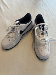 Nike Air Force 1 Low White/Black Leather Lace-Up Sneaker Custom Rhinestone