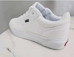 Vans Seldan Platform Canvas Sneakers White/Black Kids Size 2 New