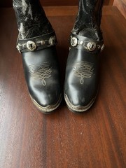 Vintage Durango Black Leather Biker Boots Youth Size 3.5 D