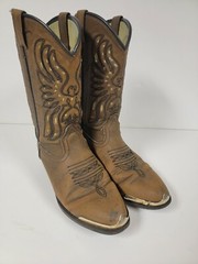 Cody James Phoenix Brown & Gold Leather Round Toe Pull On Western Boots Size 3