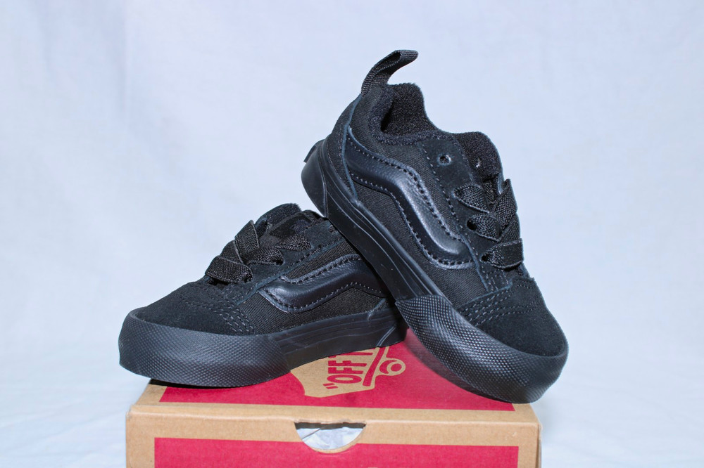 VANS Knu Skool Elastic Lace Suede/Canvas Black Unisex Kids Sneaker US 4