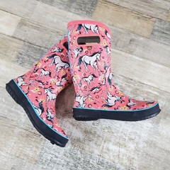 Bogs Kids Rain Boots Sz 5 Pink Multi Unicorn Awesome Waterproof Mid Calf Boots