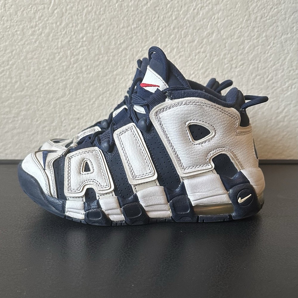 Nike Air 2016 Uptempo GS 415082-104 White Midnight Navy Sneakers Sz 3.5Y READ
