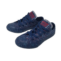 Converse Ox Splatter Junior Sz 12 Chuck Taylor Casual Sneaker Low Top Paint Blue