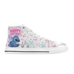 Happy Birthday Stitch Cute High Top Shoes Canvas Custom Sneakers For Kids