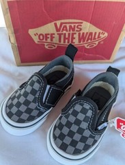 Vans Checkerboard Black/Pewter Toddler Slip-On 2.5 Shoe With Tags And Box