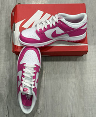 Nike Dunk Low (GS) Pink White Leather Low Top Sneaker Kids 7 US AT-6/45 BNWT