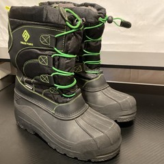 Dream Pairs Kid’s Winter/Snow Boots Size 6 Black with Green Trim/Faux Fur