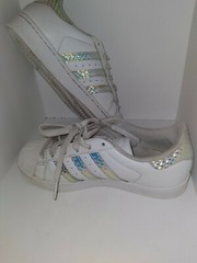 Adiddas Youth White Holographic Superstar Size 4