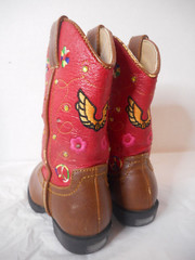 Smoky Mountain Austin Lights Youth size 7 Cowboy Boots Red w Wings Floral Peace