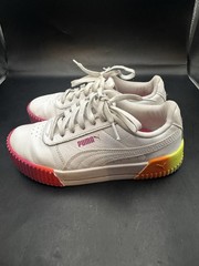 PUMA Youth “Carina Neon Fade” Pink, Orange & Yellow Gradient Sole Sneakers SZ 4C