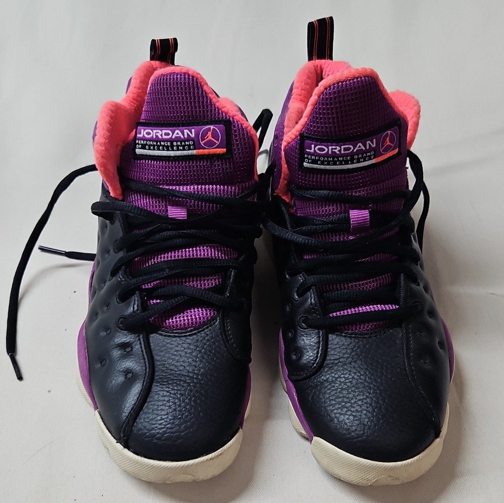 Jordan Team Jordan Mid Top Leather Sneakers Black/Purple/Pink 6.5Y 820276-008