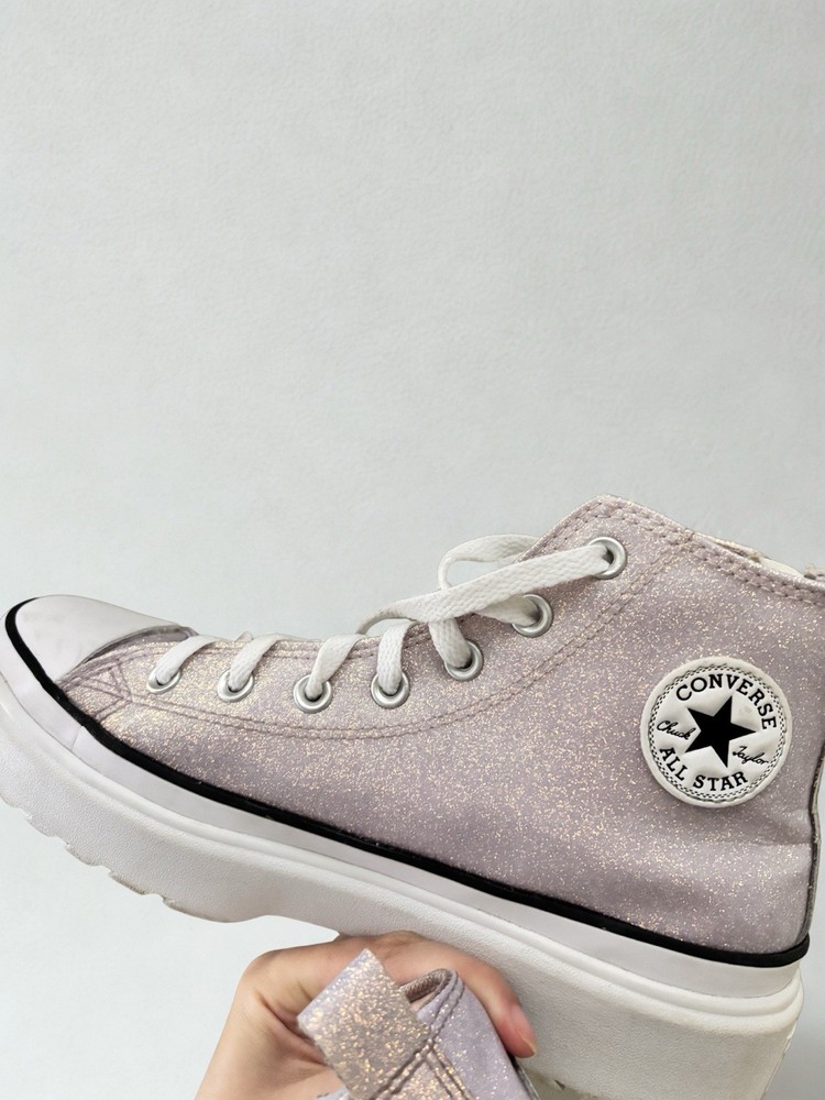 Converse Chuck Taylor All Star Unisex Kids High Top Silver Glitter Sneakers