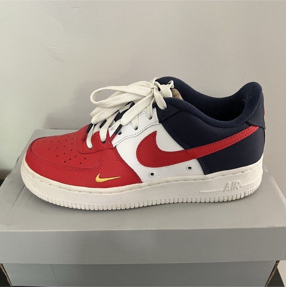 Nike Air Force 1 Low Top Kids Sneaker Leather Red/White/Navy US 5Y EU 37.5
