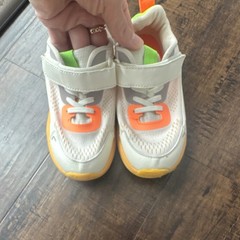 ZARA Kids Mesh Hook & Loop Sneakers EU 28 White Colorblock Orange Green