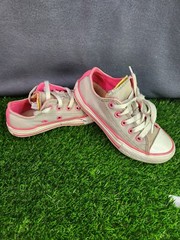 Converse All-Star Sneakers 640578F Double Tongue Grey Pink Neon Youth Kids Sz 11