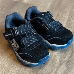 Skechers Memory Foam Gel-Infused Kids Black and Blue Sneakers