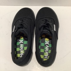 Hurley ‘Marley’ Black Canvas Sneaker Size 3 Big Kid Solid Lace Up, New