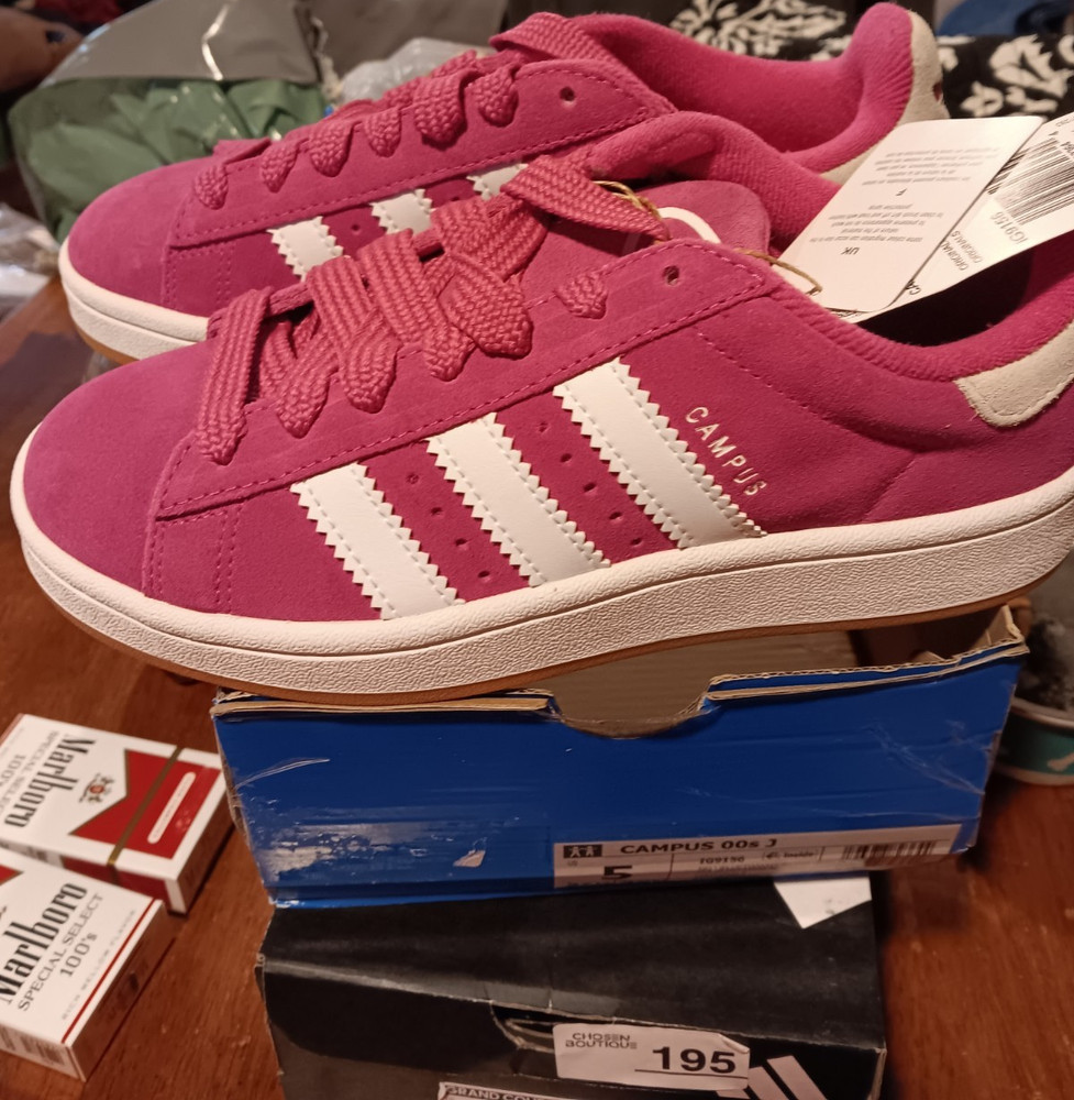 ADIDAS CAMPUS 00s J SUEDE ATHLETIC SNEAKER PINK/WHITE UNISEX KIDS US 5